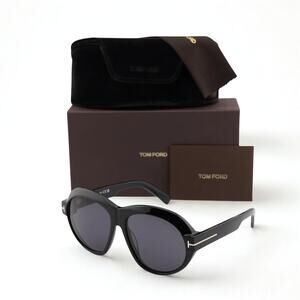 Tom Ford FT1113 01A Women Round Sunglasses 59mm Shiny Black